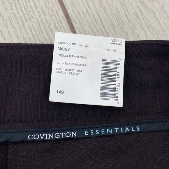Covington Sz 14 Short Brown Classic Trouser Dress Pants Wide Leg Flat Front NWT - Picture 7 of 9